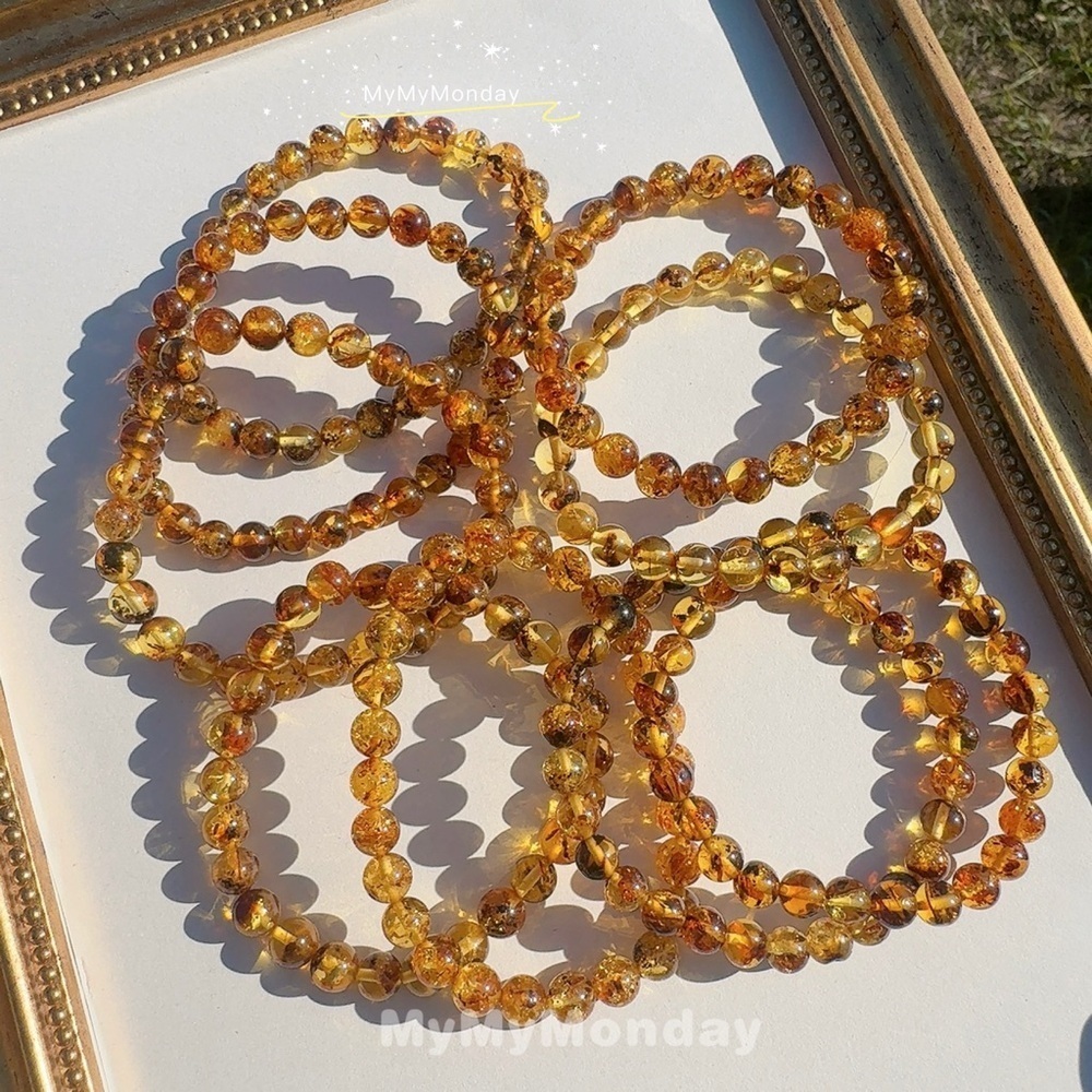 Flower Amber Bracelet 7mm - Picture 5 of 7